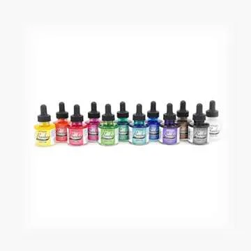 Dr. Ph. Martin's Bombay India Ink (Set 1) Ink Set, 1.0 oz, Set 1 Colors, 1 Set of 12 Bottles
