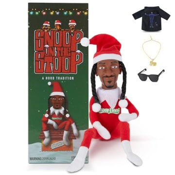 Snoop Dogg Snoop on a Stoop 2024 Christmas Elf Doll, 12” Small Plush Toy Decor with Sunglasses and...