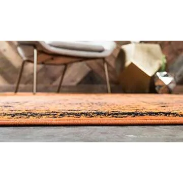 Unique Loom Imperial Collection Distressed, Modern, Traditional, Bright Colors, Vintage, Border Area Rug, 2' x 3' 1" Rectangle, Terracotta and Black/Black