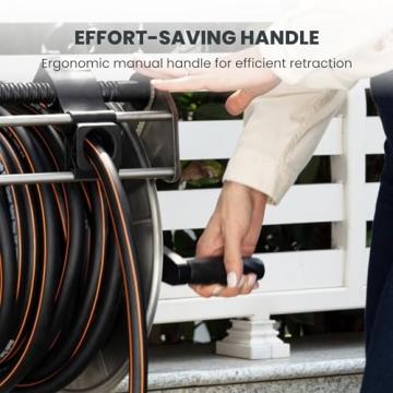 Giraffe Tools Stainless Steel Garden Hose Reel Heavy Duty, Wall/Floor Mounted Stainless Water Hose Reel Retractable with Crank, 150-Feet 5/8" Hose Capacity