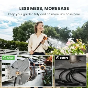Giraffe Tools Stainless Steel Garden Hose Reel Heavy Duty, Wall/Floor Mounted Stainless Water Hose Reel Retractable with Crank, 150-Feet 5/8" Hose Capacity