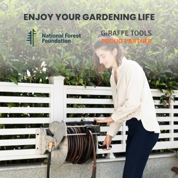 Giraffe Tools Stainless Steel Garden Hose Reel Heavy Duty, Wall/Floor Mounted Stainless Water Hose Reel Retractable with Crank, 150-Feet 5/8" Hose Capacity