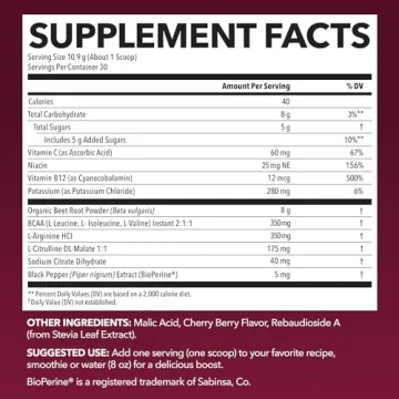 Beet Root Powder with BCAA - Cherry Berry Flavor