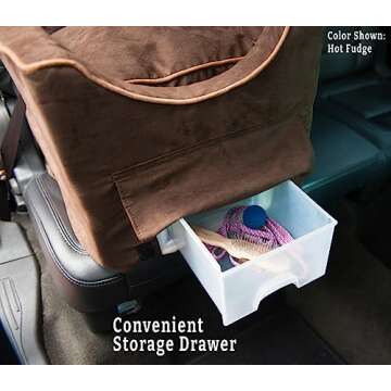 Snoozer Dog Car Seat with Storage Tray: Lookout II Car Seat for Small Dogs Under 25lbs, Size: Medium, Fabric: Stone Diamond, Pet Car Seat to Alleviate Car Sickness for Dogs, Removable Washable Cover