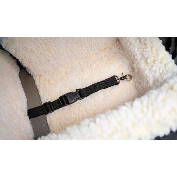 Snoozer Dog Car Seat with Storage Tray: Lookout II Car Seat for Small Dogs Under 25lbs, Size: Medium, Fabric: Stone Diamond, Pet Car Seat to Alleviate Car Sickness for Dogs, Removable Washable Cover