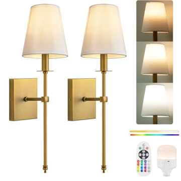 PASSICA DECOR Battery Operated Wall Sconces Set of 2 Two, Rechargeable Wall Lights with Dimmable Det...