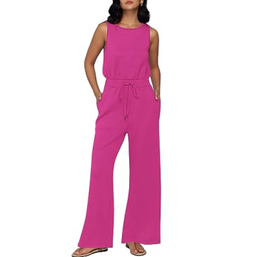 AUTOMET Womens Jumpsuits Summer 2024 Dressy Casual Sleeveless Business Outfits Loose Fit Spring Peti...