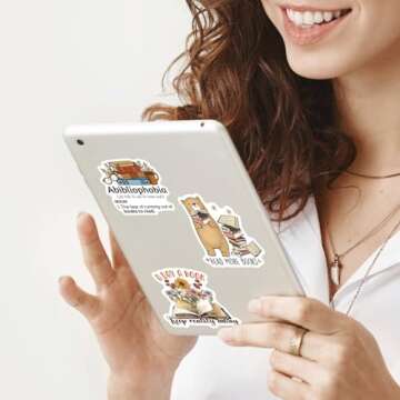 MiStar 110 PCS Book Stickers - Literary Quote Designs for Book Lovers Decorating