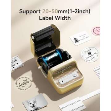 NIIMBOT B21 Label Maker, 2 Inch Portable Thermal Bluetooth Label Printer with 1 Roll Tape, Compatible with Smartphone PC, for Home Office and Small Business