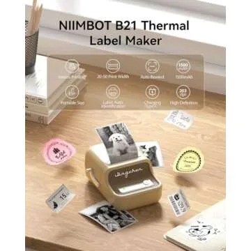 NIIMBOT B21 Label Maker, 2 Inch Portable Thermal Bluetooth Label Printer with 1 Roll Tape, Compatible with Smartphone PC, for Home Office and Small Business