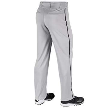 CHAMPRO Boys' Crown Open Bottom Youth Baseball Pants - Grey with Black Pipe, Medium