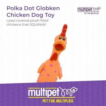 Multipet's 11.5-Inch Latex Polka Dot Globken Chicken Dog Toy - Fun for All Pets!