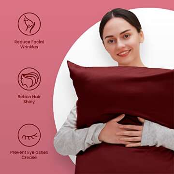 SLEEP ZONE Satin Pillowcase for Hair and Skin (Red, 20x40 Inches) - Nanotex® Ultra Soft Silky Pillowcase Set of 2 - Satin Pillow Covers with Envelope Closure - Gift Choice for Girls and Women