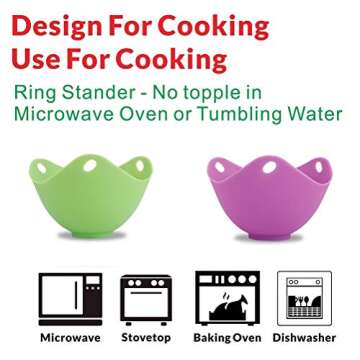 ZDK-C8 Egg Poacher with Flat Bottom Silicone Egg Poaching Cup Egg Pod Poached Egg Maker Silicone Egg...