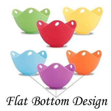 ZDK-C8 Egg Poacher with Flat Bottom Silicone Egg Poaching Cup Egg Pod Poached Egg Maker Silicone Egg Poachers Egg Cups for Soft Boiled Eggs for Microwave, Instant Pot, Cookware (6PCS)