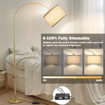 Modern Gold Arc Floor Lamp with Dimmable Features