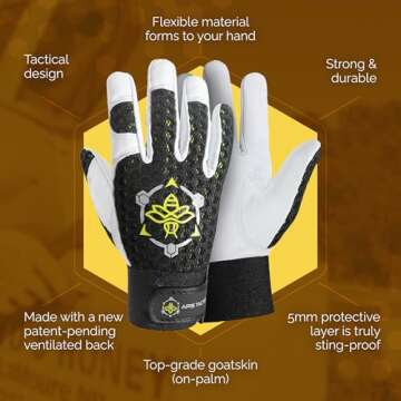 Apis Tactical Goatskin Beekeeping Gloves for Ultimate Protection