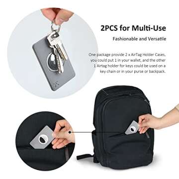 KOFAIR Wallet Case Holder for AirTag (2 PCS), Credit Card Size Wallet Holder Compatible with AirTag for Purse, Wallet Card Holder for AirTag with Keychain Hole, Slim Anti-Lost Wallet Card Tracker