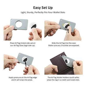 KOFAIR Wallet Case Holder for AirTag (2 PCS), Credit Card Size Wallet Holder Compatible with AirTag for Purse, Wallet Card Holder for AirTag with Keychain Hole, Slim Anti-Lost Wallet Card Tracker
