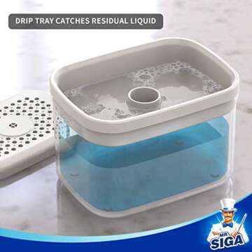 MR.SIGA 2 in 1 Premium Soap Dispenser and Sponge Holder, Dishwashing Soap Pump Dispenser for Kitchen Countertop, White