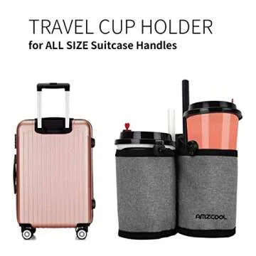 Luggage Travel Drink Bag Cup Holder Free Your Hand for Drink Beverages Caddy Coffee with Backpack Fits All Suitcase Handles (Grey)