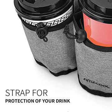 Luggage Travel Drink Bag Cup Holder Free Your Hand for Drink Beverages Caddy Coffee with Backpack Fits All Suitcase Handles (Grey)