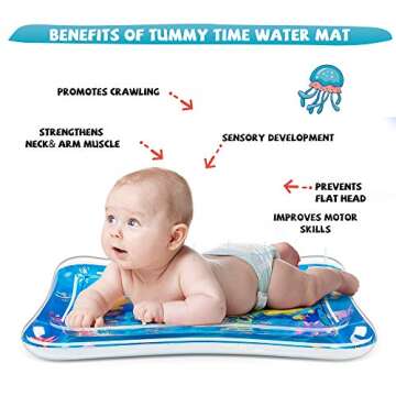 HEMRLY Tummy Time Baby Play Mat, Inflatable Splash Water Mat for Infant & Toddlers [BPA Free], Sensory Developmental Toys for Boy & Girl Newborn,Fun Infant Early Development Activity Centers