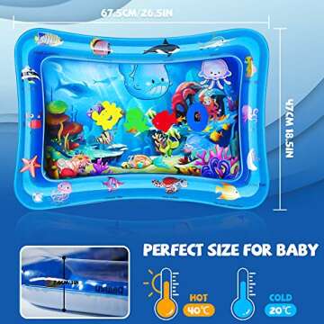 HEMRLY Tummy Time Baby Play Mat, Inflatable Splash Water Mat for Infant & Toddlers [BPA Free], Sensory Developmental Toys for Boy & Girl Newborn,Fun Infant Early Development Activity Centers