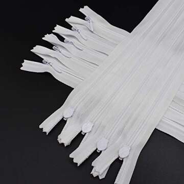 40Pcs 20 Inch Nylon Invisible Zippers Sewing for Tailor Sewing Crafts, Dresses, Skirts, Pillows DIY Crafter's Special (White)