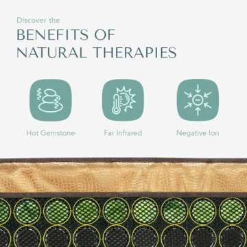 HealthyLine Mesh Far Infrared Heating Pad - Natural Crystal Gemstones Mat, Auto Shut Off, Back Pain Relief, Negative Ions Therapy - 72" x 24"