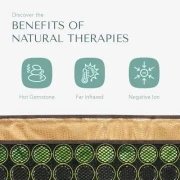 HealthyLine Mesh Far Infrared Heating Pad - Natural Crystal Gemstones Mat, Auto Shut Off, Back Pain Relief, Negative Ions Therapy - 72" x 24"