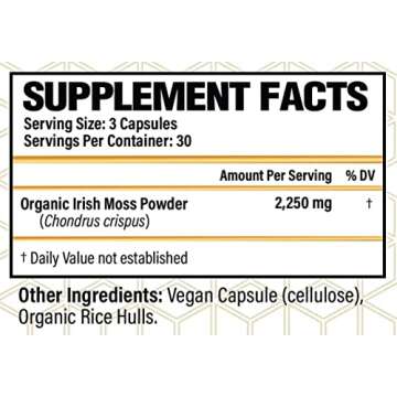 CHOQ Irish Moss - Organic Wild Crafted Irish Sea Moss Capsules, Healthy Skin, Gut Health, Healthy Im...