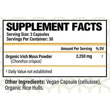 CHOQ Irish Moss - Organic Wild Crafted Irish Sea Moss Capsules for Healthy Skin, Gut Health, and Imm...