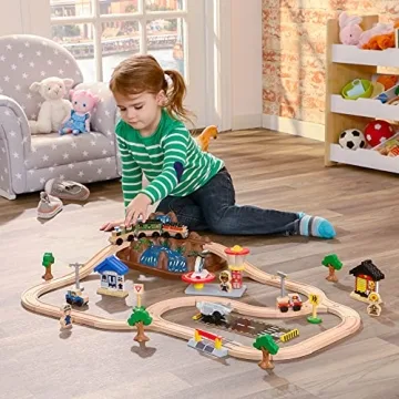 KidKraft Mountain Train Set - 61 Wooden Pieces for Kids