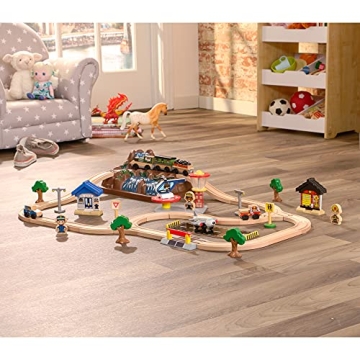 KidKraft Mountain Train Set - 61 Wooden Pieces for Kids