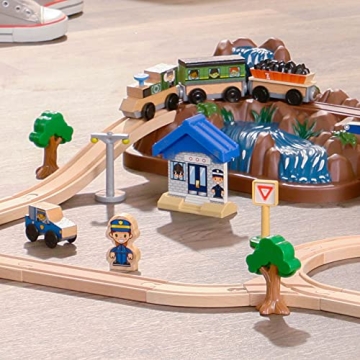 KidKraft Mountain Train Set - 61 Wooden Pieces for Kids