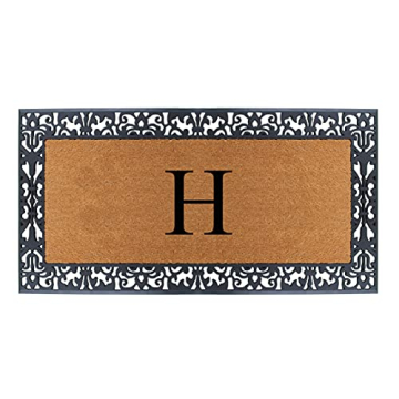 A1 HOME COLLECTIONS Natural Coir Monogrammed Door Mat for Front Door, 30x60, Anti-Shed Treated Durab...