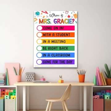 Cruata Where is the Counselor Door Sign, School Counseling Office Signs Counselors Posters, Classroo...