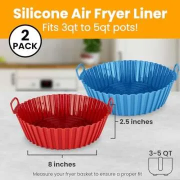 Hotpop Silicone Air Fryer Liner - Air Fryer Silicone Liners - Reusable Silicone Bowl Basket - Air Fr...