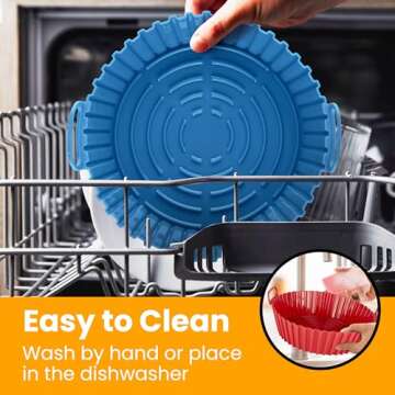 Hotpop Silicone Air Fryer Liner - Air Fryer Silicone Liners - Reusable Silicone Bowl Basket - Air Fryer Silicone Pot - Air Fryer Silicone Basket Bowl - Airfryer Liner (2 pk, Red & Teal)