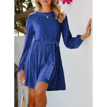 Elegant Velvet Dress with Lantern Sleeves for Women