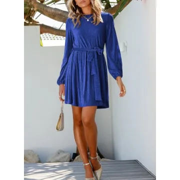 Elegant Velvet Dress with Lantern Sleeves for Women