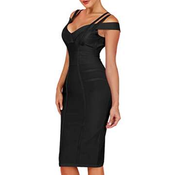 Whoinshop Women's Rayon Sexy V Neck Bodycon Clubwear Party Bandage Dress