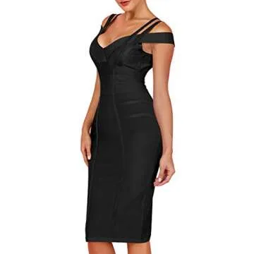 Whoinshop Women's Rayon V Neck Bodycon Dress - Perfect Fit