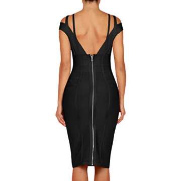 Whoinshop Women's Rayon Sexy V Neck Bodycon Clubwear Party Bandage Dress