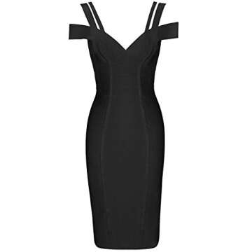 Whoinshop Women's Rayon Sexy V Neck Bodycon Clubwear Party Bandage Dress