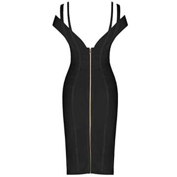 Whoinshop Women's Rayon Sexy V Neck Bodycon Clubwear Party Bandage Dress