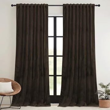 RYB HOME Brown Blackout Curtains: Luxurious Velvet Elegance