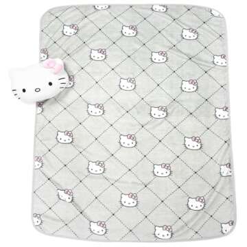 Jay Franco Hello Kitty Nogginz Set - Lightweight Throw & Pillow - Fun Design