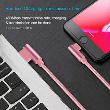 Quickeep 10ft 90 Degree Lightning Cable - Fast Charging